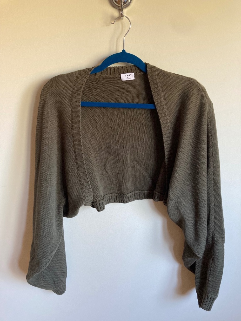 TNA Olive Crop Cardigan Shrug Medium Aritzia